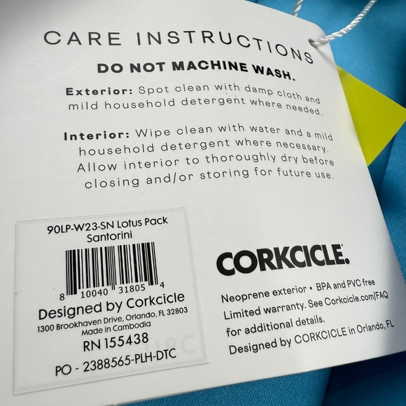 Corkcicle Lotus Pack Soft Insulated Backpack Cooler Santorini NWT 24 Can, Blue - Picture 7 of 12